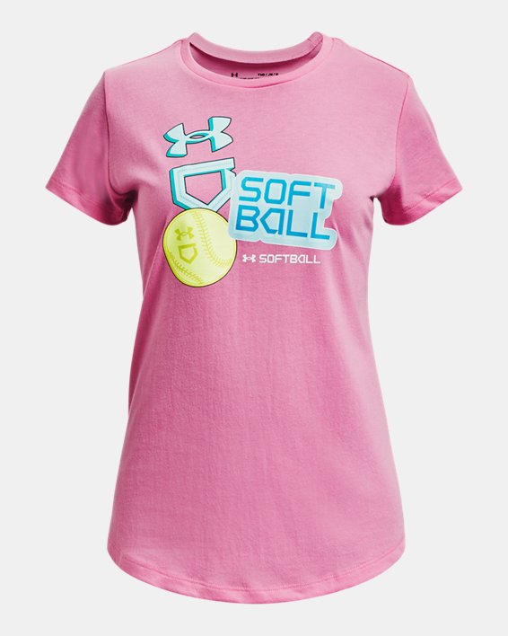 Chandail de softball avec imprimé UA pour filles, Pink, pdpMainDesktop image number 0